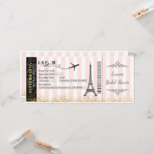 Paris Boarding Pass Invitation, Birthday, Bridal Kaart
