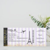 Paris boarding Pass Invitation, Paris Invite Kaart (Staand voorkant)