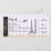 Paris boarding Pass Invitation, Paris Invite Kaart (Voorkant / Achterkant)