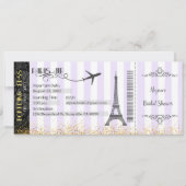 Paris boarding Pass Invitation, Paris Invite Kaart (Voorkant)
