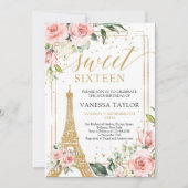 Paris boho blush roze floral gold lief zestien kaart (Voorkant)