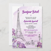 Paris Bonjour Bebe Baby shower Invitation Kaart (Voorkant)