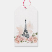 Paris Bonjour Bebe Parijse Bloemen Baby shower Cadeaulabel (Achterkant)
