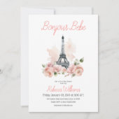 Paris Bonjour Bebe Parijse Bloemen Baby shower Kaart (Voorkant)