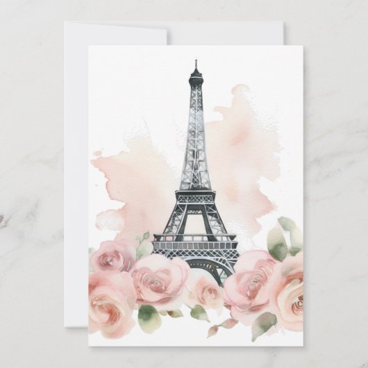 Paris Bonjour Bebe Parijse Bloemen Baby shower Kaart (Achterkant)