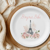 Paris Bonjour Bebe Parijse Bloemen Baby shower Papieren Bordje
