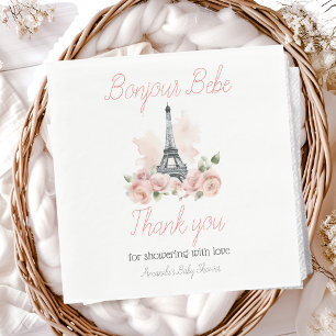 Paris Bonjour Bebe Parijse Bloemen Baby shower Servet