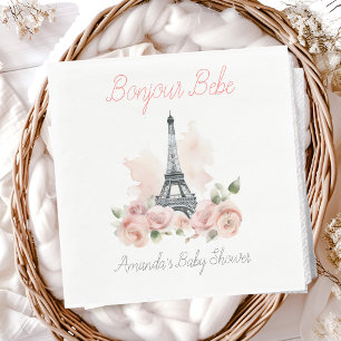 Paris Bonjour Bebe Parijse Bloemen Baby shower Servet
