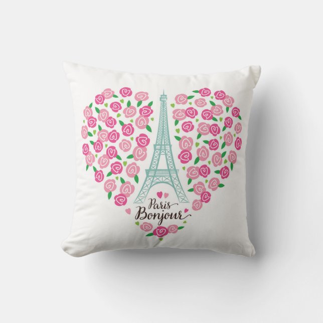 Paris Bonjour | Bloemhart Kussen (Voorkant)
