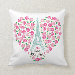 Paris Bonjour Bloemhart Kussen