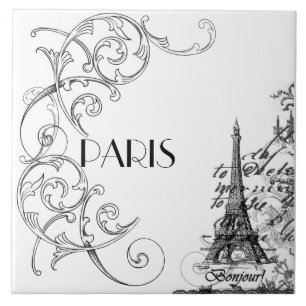 Paris Bonjour Collage Tile Trivet Tegeltje