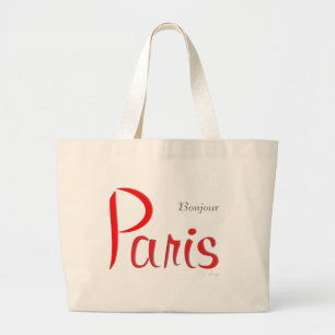 PARIS Bonjour (Hallo) Grote Tote Bag