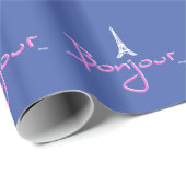 PARIS Bonjour met Eiffeltoren Cadeaupapier (Rol Hoek)