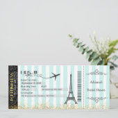 Paris Borading Pass Invitation, Birthday, Bridal Kaart (Staand voorkant)