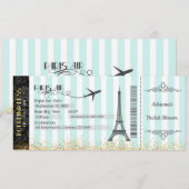 Paris Borading Pass Invitation, Birthday, Bridal Kaart (Voorkant / Achterkant)
