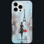 Paris Bound Woman iPhone 16 Pro Max Hoesje<br><div class="desc">Dramatisch schilderij van de droom van Parijs. De brede penseelstreken voegen het drama toe aan dit schilderij van een vrouw in het zwart die een rode tas draagt en naar de Eiffeltoren loopt. Voeg jouw naam toe in een sierlijk script lettertype voor een heerlijk hoesje!</div>