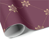  Paris Bourgogne Rode en Gouden Bloemen Cadeaupapier (Rol Hoek)