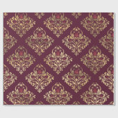 Paris Bourgogne Rode en Gouden Damast Cadeaupapier (Vlak)