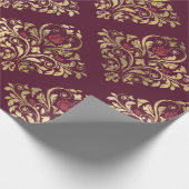 Paris Bourgogne Rode en Gouden Damast Cadeaupapier (Hoek)