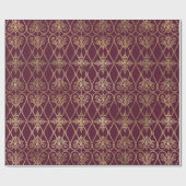  Paris Bourgogne Rode en Gouden Damast Cadeaupapier (Vlak)