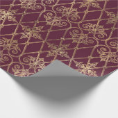  Paris Bourgogne Rode en Gouden Damast Cadeaupapier (Hoek)