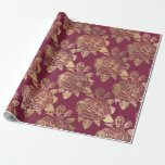Paris Bourgondische Rode en Gouden Rozen Cadeaupapier<br><div class="desc">Parijse vintage bourgogne rozen pakpapier.</div>