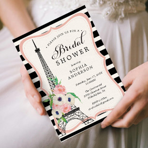 Paris Bridal Shower Invitation Card Eiffel Tower Kaart