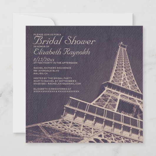 Paris Bridal Shower Invitations Kaart (Voorkant)