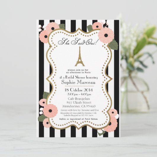 Paris Bridal Shower Kaart (Staand voorkant)