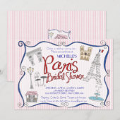 Paris Bridal Shower Kaart (Voorkant / Achterkant)
