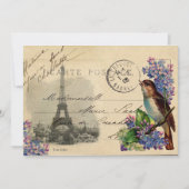 Paris Briefkaart Bird on Lilacs Invitation (Voorkant)
