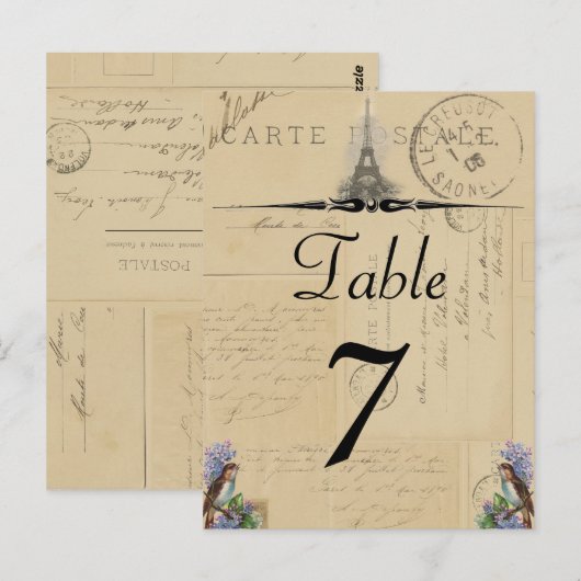 Paris Briefkaart Bird on Lilacs Table Number (Voorkant / Achterkant)