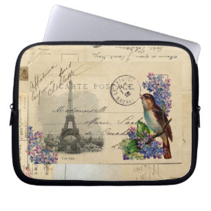 Paris Briefkaart Bird op Lilacs Laptop Sleeve