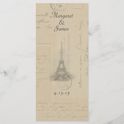 Paris Briefkaart Bird op Lilacs Menu Card (Achterkant)