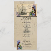 Paris Briefkaart Bird op Lilacs Menu Card (Voorkant / Achterkant)