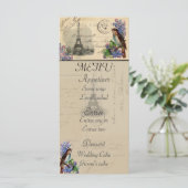 Paris Briefkaart Bird op Lilacs Menu Card (Staand voorkant)