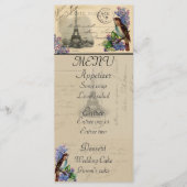Paris Briefkaart Bird op Lilacs Menu Card (Voorkant)