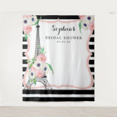 Paris Bruidsuitnodiging Achtergrond Foto Booth Wandkleed (Voorkant)