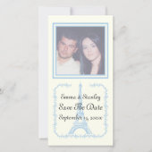 Paris bruiloft blauwe Eiffel Tower Save the Date (Voorkant)