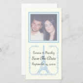 Paris bruiloft blauwe Eiffel Tower Save the Date (Voorkant / Achterkant)