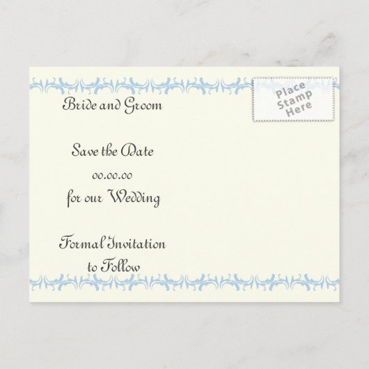 Paris bruiloft blauwe Eiffel Tower Save the Date Aankondigingskaart (Achterkant)