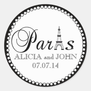 Paris Bruiloft Favor Cake Box Stickers Naam Datum