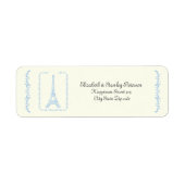 Paris bruiloft lichtblauw Eiffeltoren ivoor label (Voorkant)