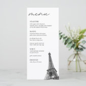 Paris Bruiloft Modern Elegant Diner Menu (Staand voorkant)