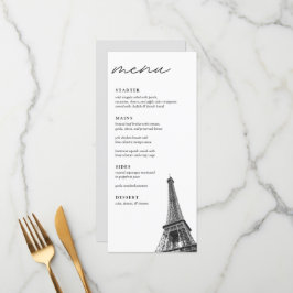 Paris Bruiloft Modern Elegant Diner Menu