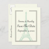 Paris bruiloft munt Eiffeltoren Save the Date Aankondigingskaart (Voorkant / Achterkant)
