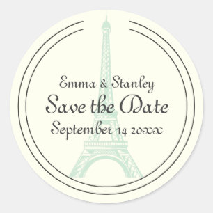 Paris bruiloft munt Eiffeltoren Save the Date Ronde Sticker