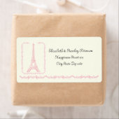 Paris bruiloft roze Eiffeltoren ivoor label (Insitu)