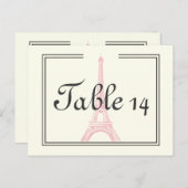 Paris bruiloft roze Eiffeltoren ivoor tafel nummer Briefkaart (Voorkant / Achterkant)