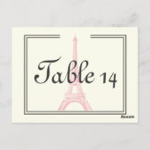 Paris bruiloft roze Eiffeltoren ivoor tafel nummer Briefkaart (Achterkant)